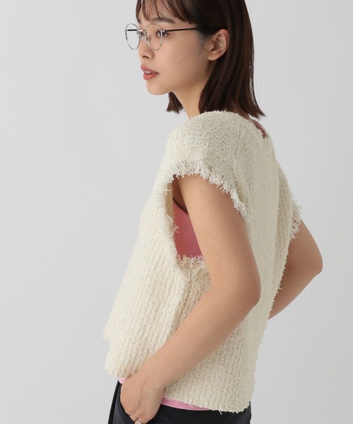 「saloon」 ニットベスト FREE オフホワイト レディース_画像3