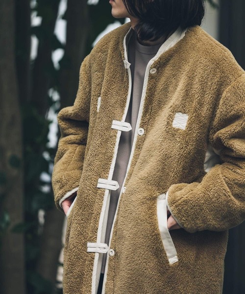 「ARMY TWILL」 ノーカラーコート MEDIUM カーキ メンズ_画像2