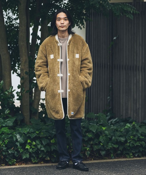 「ARMY TWILL」 ノーカラーコート MEDIUM カーキ メンズ_画像4