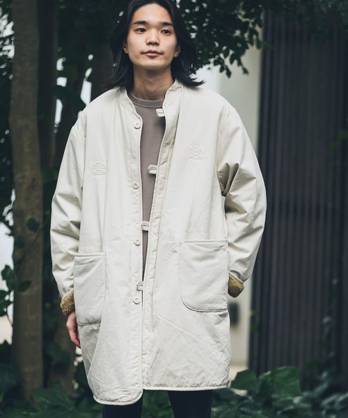 「ARMY TWILL」 ノーカラーコート MEDIUM カーキ メンズ_画像6