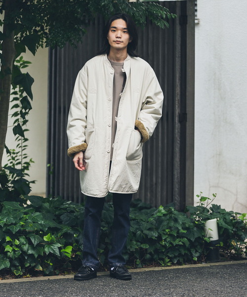 「ARMY TWILL」 ノーカラーコート MEDIUM カーキ メンズ_画像8