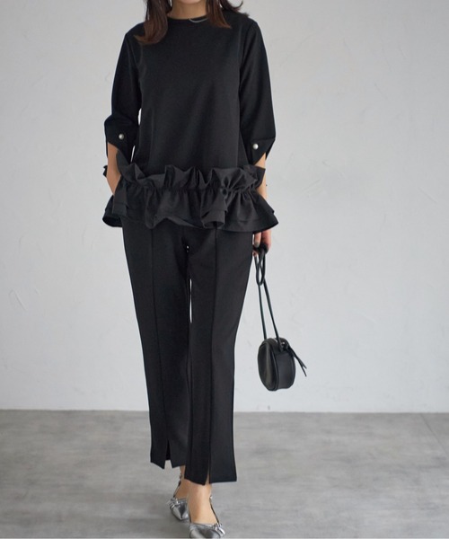 「each」 7分袖カットソー FREE ブラック レディース_画像5