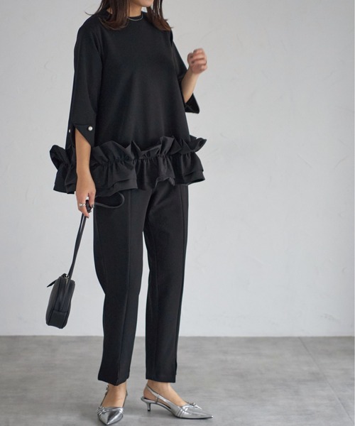 「each」 7分袖カットソー FREE ブラック レディース_画像6