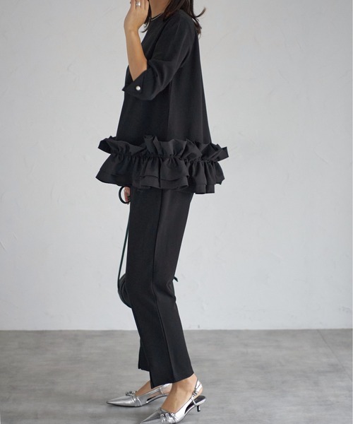 「each」 7分袖カットソー FREE ブラック レディース_画像7