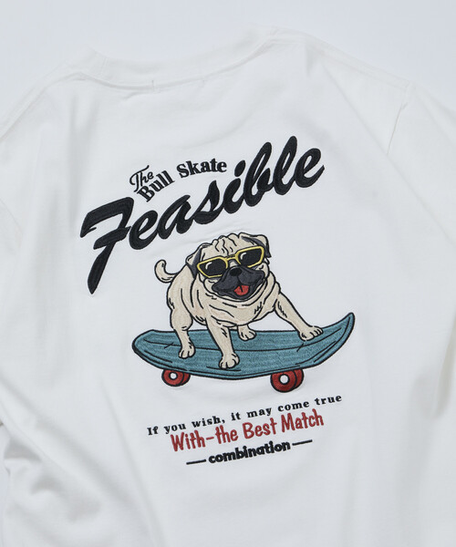 tシャツ 限定展開 FREA'S STORE/フリークスストア リラックスフィット バック刺繍デザイン クルーネック Tシャツ / Dog メンズの画像