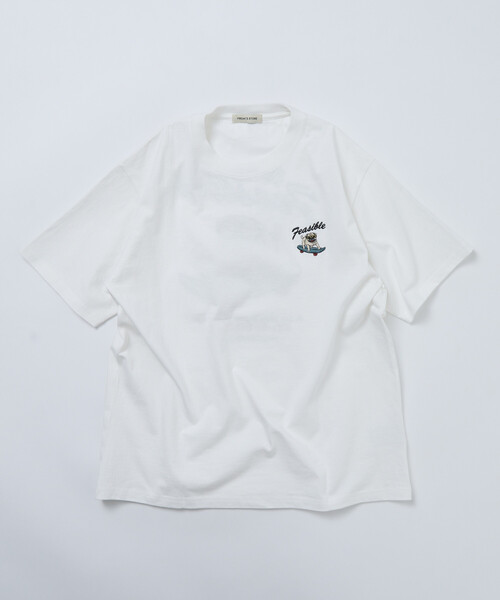 tシャツ 限定展開 FREA'S STORE/フリークスストア リラックスフィット バック刺繍デザイン クルーネック Tシャツ / Dog メンズの画像