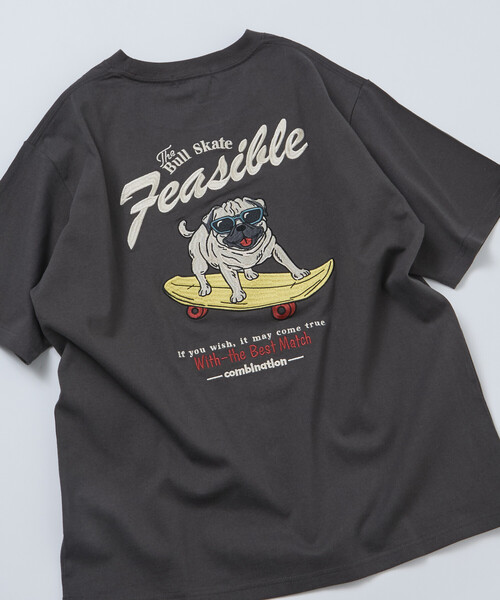 tシャツ 限定展開 FREA'S STORE/フリークスストア リラックスフィット バック刺繍デザイン クルーネック Tシャツ / Dog メンズの画像