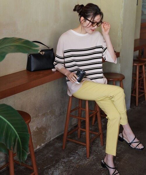パンツ エアリーストレッチ テーパードパンツ レディースの画像