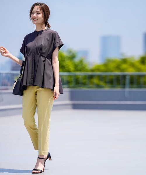 パンツ エアリーストレッチ テーパードパンツ レディースの画像