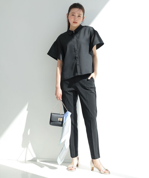 パンツ エアリーストレッチ テーパードパンツ レディースの画像