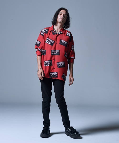「glamb」 長袖シャツ L レッド メンズの画像