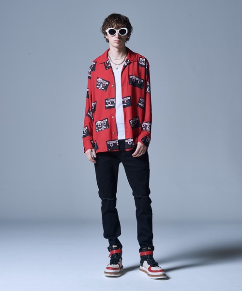 「glamb」 長袖シャツ L レッド メンズの画像