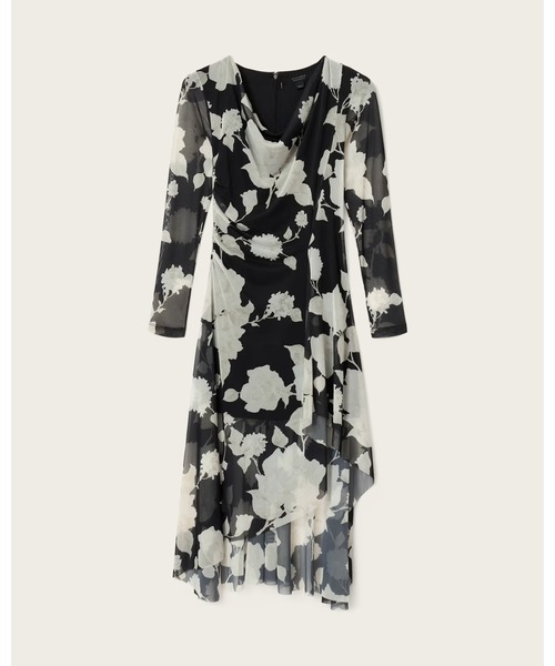 ALLSAINTS（オールセインツ） ワンピース LORIA DRAPED MESH MIDI