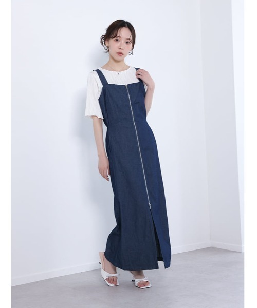 【マンシングウェア】ゴルフ デニム プリーツ ノースリーブ ワンピース M 紺 trim_fce_item67b306d5b5198.jpg