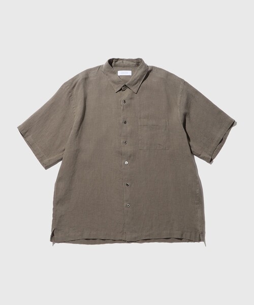 シャツ フレンチリネン レギュラーカラー ショートスリーブ シャツ / ロングシーズン着用可能 メンズの画像