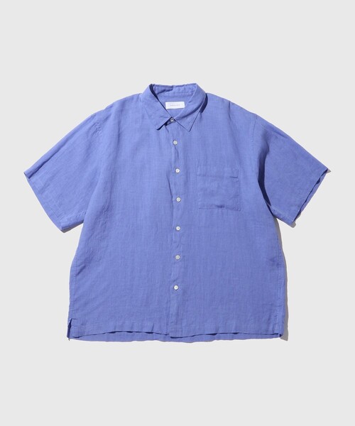 シャツ フレンチリネン レギュラーカラー ショートスリーブ シャツ / ロングシーズン着用可能 メンズの画像