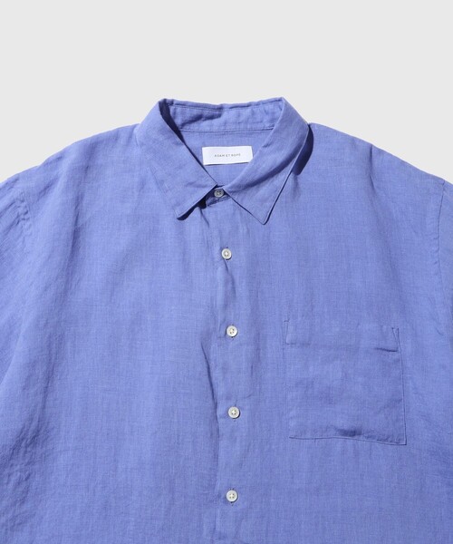 シャツ フレンチリネン レギュラーカラー ショートスリーブ シャツ / ロングシーズン着用可能 メンズの画像