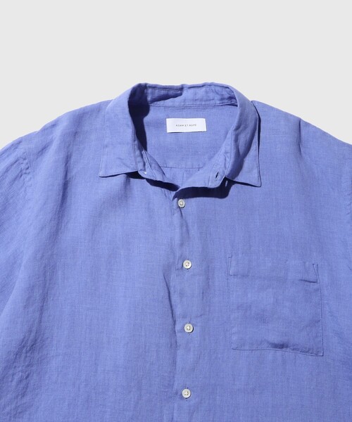 シャツ フレンチリネン レギュラーカラー ショートスリーブ シャツ / ロングシーズン着用可能 メンズの画像