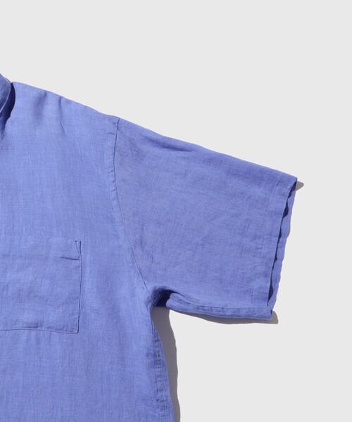 シャツ フレンチリネン レギュラーカラー ショートスリーブ シャツ / ロングシーズン着用可能 メンズの画像