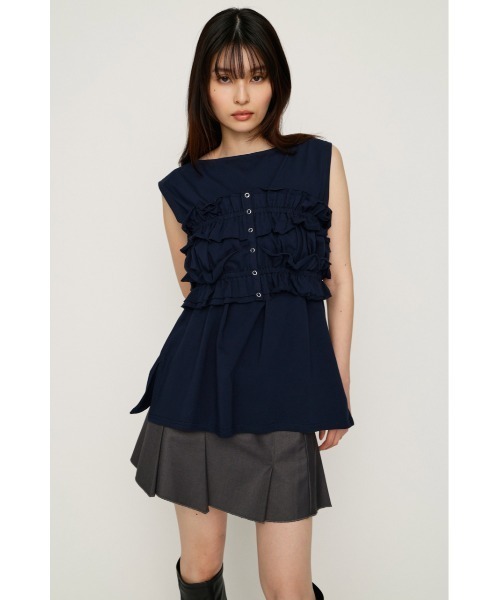 スライ　ネイビー　レイヤードライクカットトップス SLY（スライ） tシャツ MULTI WAY 2P CUT TOPS マルチウェイツーピー