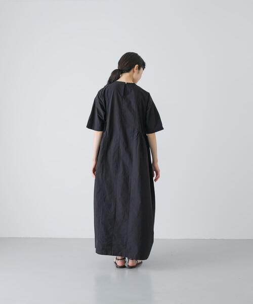 かぐれ ワンピース 半袖 「2サイズ展開」コットンシルクサイドギャザー