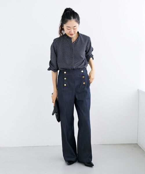 「le.coeur blanc」 パンツ 36 ネイビー レディース_画像7