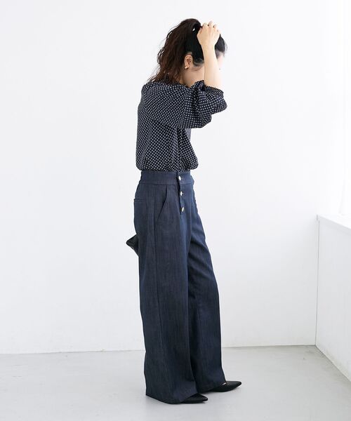 「le.coeur blanc」 パンツ 36 ネイビー レディース_画像8