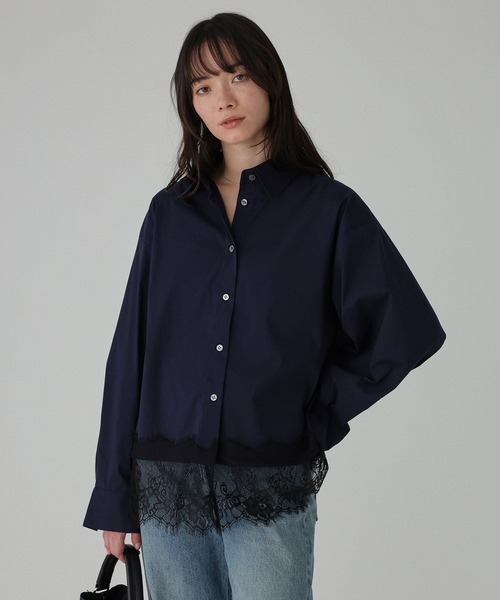 バビロン◾️インドレースドッキングブラウス　BABYLONE 長袖　美品 BABYLONE（バビロン） ブラウス シャツ レースドッキングシャツ