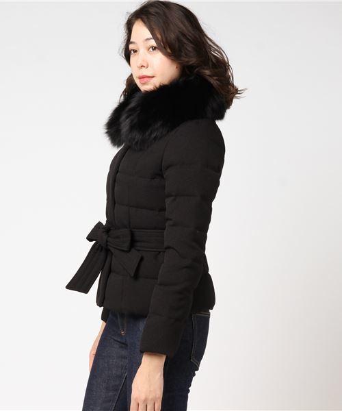 ダウン ダウンジャケット フォックスファーショートダウンコート Viaggio ポリエステル100％