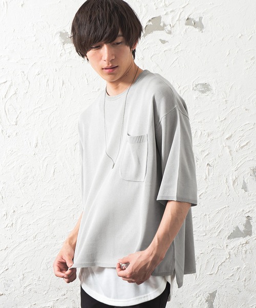 ニット メンズ12g麻タッチ天竺編みポケット付き半袖ビッグシルエットサマーニット Zozotown Paypayモール店 通販 Paypayモール