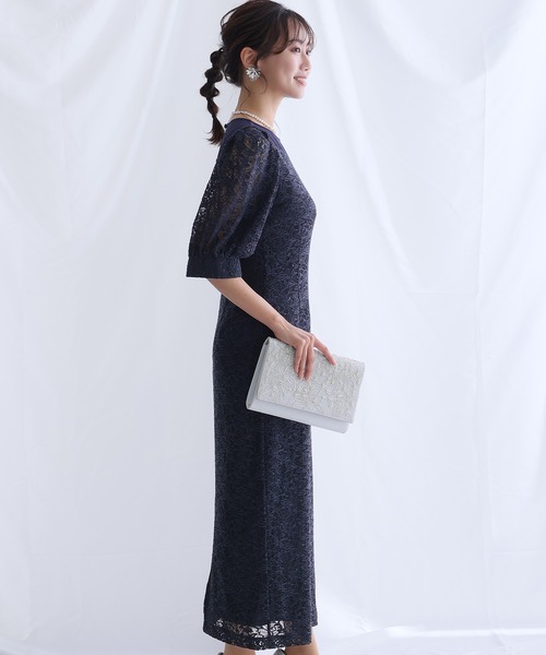 PourVous（プールヴー） ドレス 七分袖＆ミモレ丈 パーティードレス I