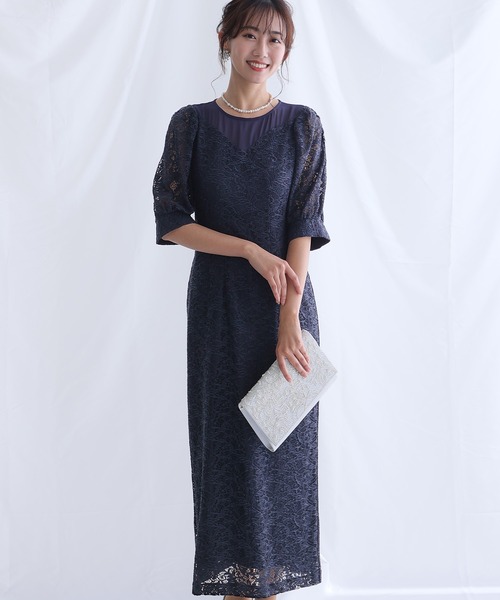 PourVous（プールヴー） ドレス 七分袖＆ミモレ丈 パーティードレス I