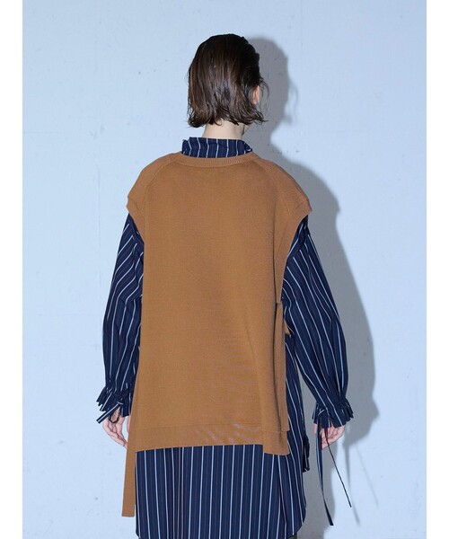 MIDIUMISOLID ベスト ジレ for Ladies サイドリボンショート