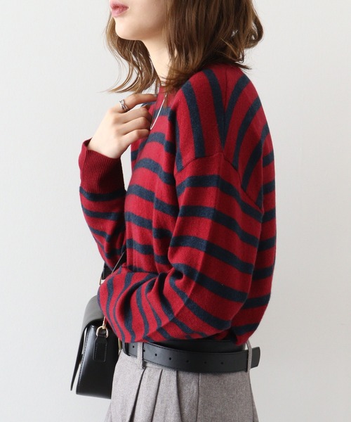ニット セーター EGLANTINE カシミヤブレンドボーダープルオーバー レディース EGLANTINE ニット セーター カシミヤブレンドボーダープル