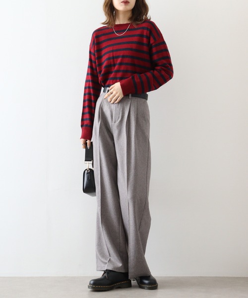 ニット セーター EGLANTINE カシミヤブレンドボーダープルオーバー レディース EGLANTINE ニット セーター カシミヤブレンドボーダープル