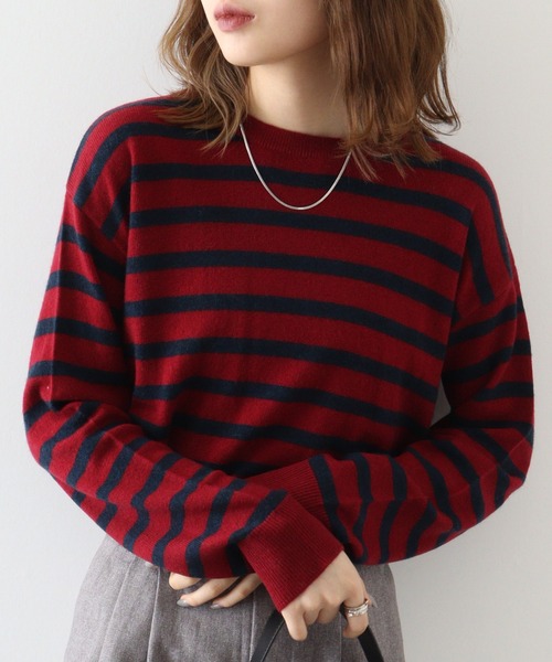 ニット セーター EGLANTINE カシミヤブレンドボーダープルオーバー レディース EGLANTINE ニット セーター カシミヤブレンドボーダープル