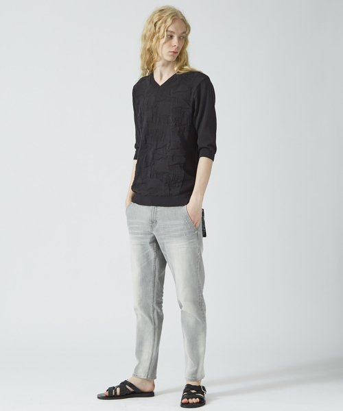 5351 POUR LES HOMMES セーター ニット フラワージャガード 7分袖 V