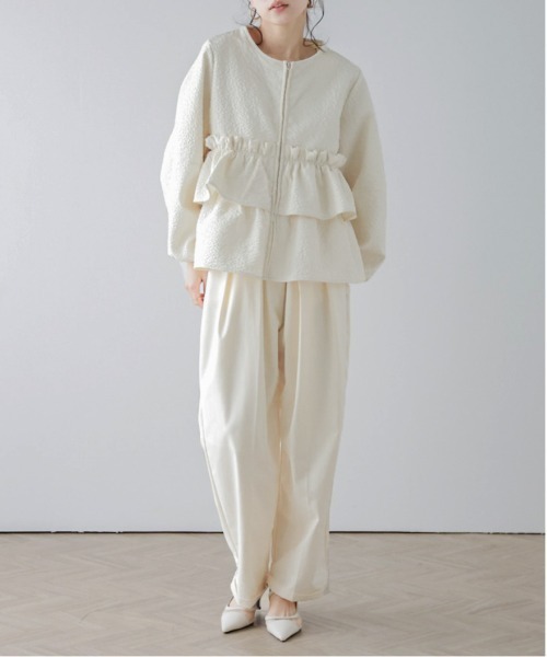 ブルゾン アウター ジャガードフリルブルゾン レディース : ZOZOTOWN