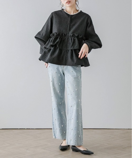 ブルゾン アウター ジャガードフリルブルゾン レディース : ZOZOTOWN