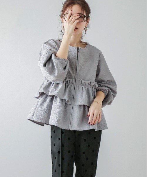 ブルゾン アウター ジャガードフリルブルゾン レディース : ZOZOTOWN