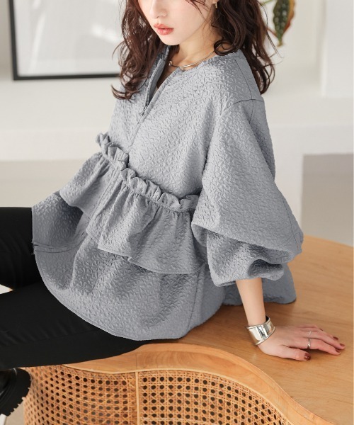 ブルゾン アウター ジャガードフリルブルゾン レディース : ZOZOTOWN