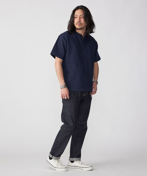 tシャツ 「WEB限定」SHIPS: ワンポイント ロゴ バーズアイ ヘンリーネック Tシャツ 24SS メンズ | SHIPS | 09