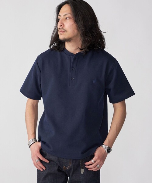 tシャツ 「WEB限定」SHIPS: ワンポイント ロゴ バーズアイ ヘンリーネック Tシャツ 24SS メンズ | SHIPS | 10