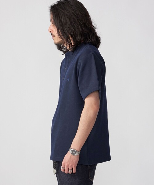 tシャツ 「WEB限定」SHIPS: ワンポイント ロゴ バーズアイ ヘンリーネック Tシャツ 24SS メンズ | SHIPS | 11