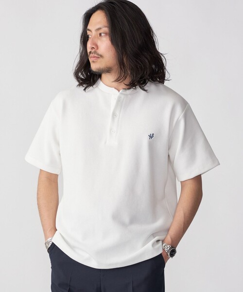 tシャツ 「WEB限定」SHIPS: ワンポイント ロゴ バーズアイ ヘンリーネック Tシャツ 24SS メンズ | SHIPS | 15