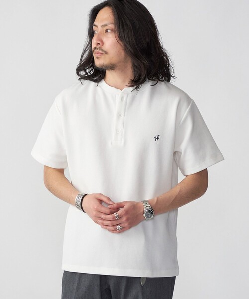 tシャツ 「WEB限定」SHIPS: ワンポイント ロゴ バーズアイ ヘンリーネック Tシャツ 24SS メンズ | SHIPS | 17