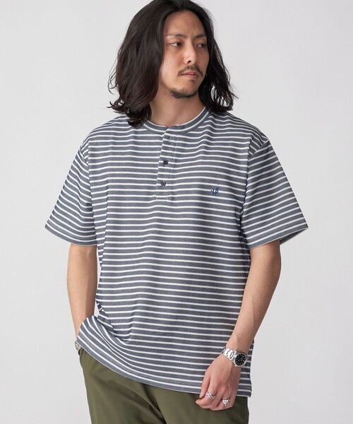 tシャツ 「WEB限定」SHIPS: ワンポイント ロゴ バーズアイ ヘンリーネック Tシャツ 24SS メンズ | SHIPS | 20