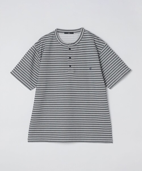 tシャツ 「WEB限定」SHIPS: ワンポイント ロゴ バーズアイ ヘンリーネック Tシャツ 24SS メンズ | SHIPS | 22