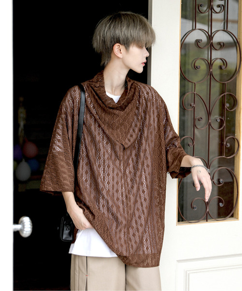 ＊新品＊ダーマコレクション♡黒 レース付き長袖シャツ osharewalker シャツ トップス レディース 七分袖 襟付き