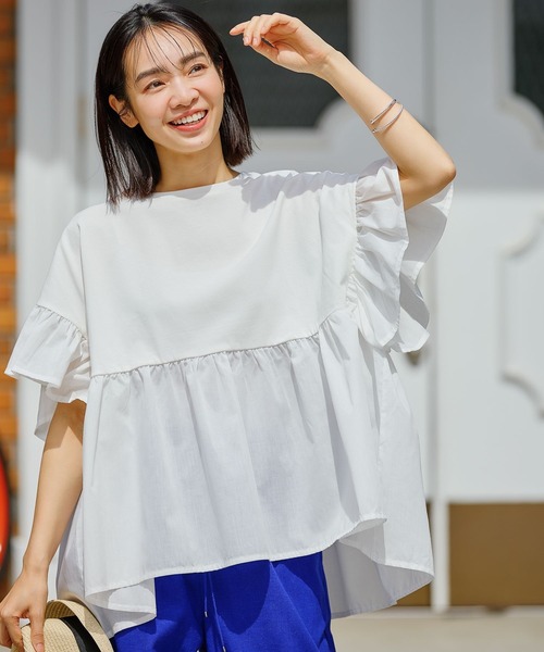 tシャツ 布帛コンビプルオーバー レディース FOUND GOOD tシャツ 布帛切替プルオーバー レディース
